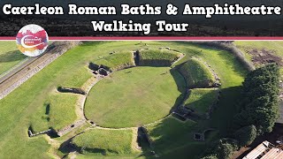 CAERLEON ROMAN BATHS amp AMPHITHEATRE WALES  Walking Tour  Pinned on Places [upl. by Jotham]