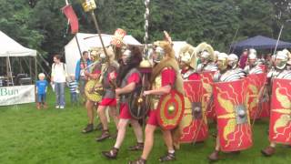 Roman Reenactment at the Amphitheatre in Caerleon Marching In [upl. by Adnoraj]