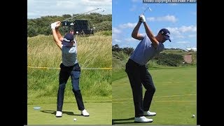 Justin Thomas golf swing  Long Iron faceon amp downtheline July 2017 [upl. by Waylon147]