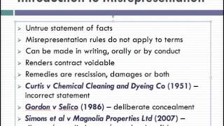 Misrepresentation Lecture 1 of 4 [upl. by Afas]